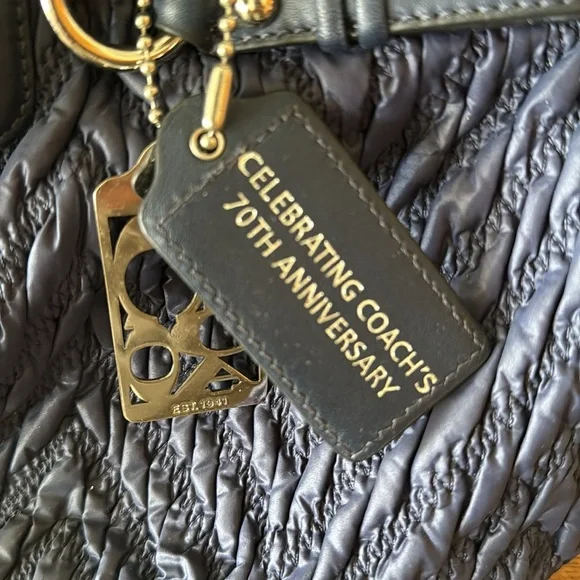 Coach Madison Blue 70th Anniversary Satchel Shoulder Bag Chevron Ltd Ed 18637 - Picture 2 of 3